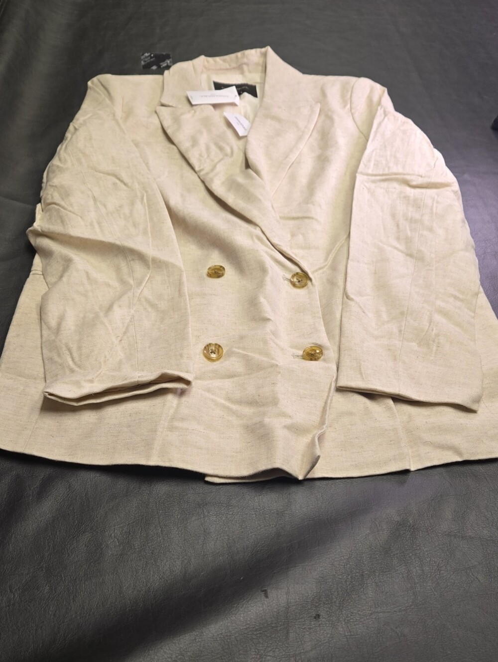 Banana Republic Cream Double-Breasted Blazer with Gold Buttons